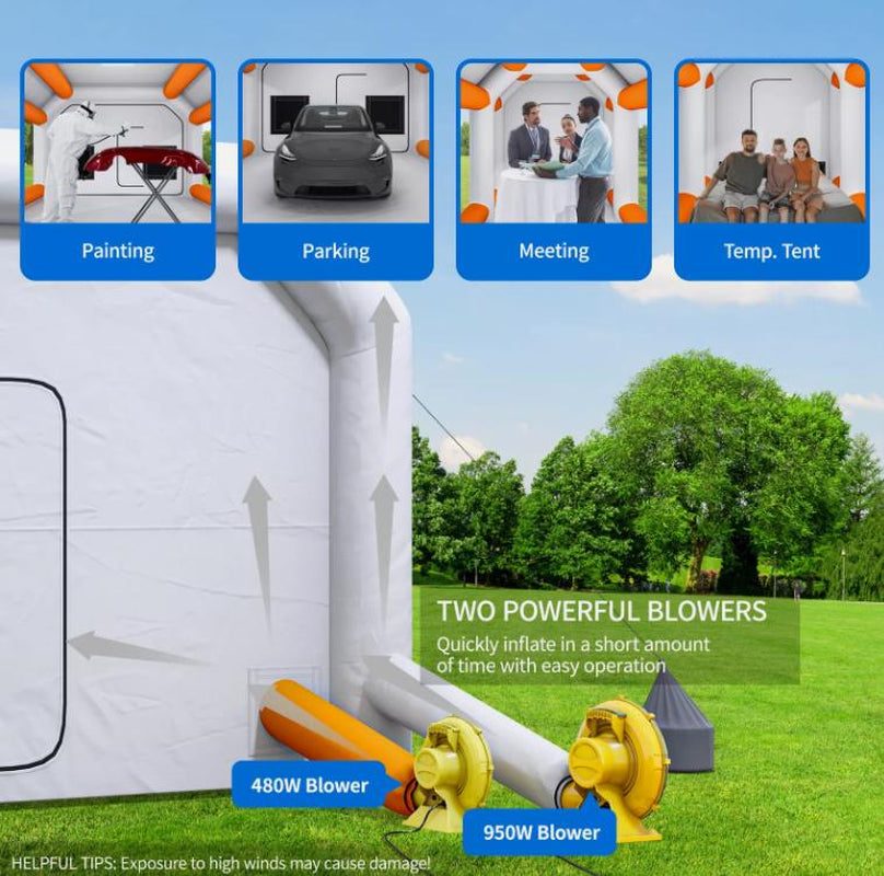 YITAHOME Inflatable Spray Booth Car Paint Tent Filter 6 Sizes with Filters & Blowers